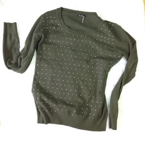 Vila Milano Green 25% Wool Studded Sweater